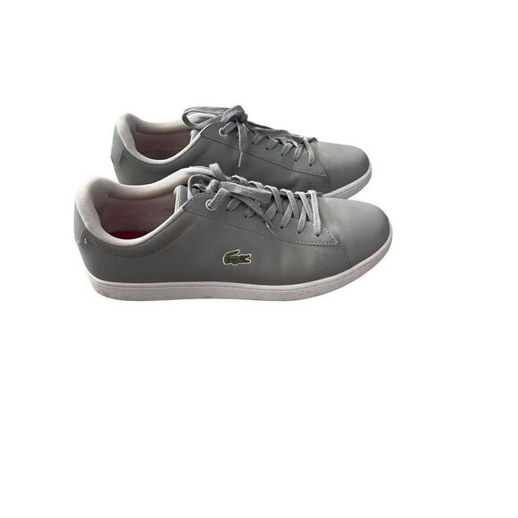Lacoste Men's Gray Hydez Leather Padded Collar Sneakers Size 10 - Picture 15 of 16